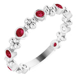 Round Lab-Grown Ruby Stackable Ring in Gold and Platinum