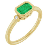 Emerald Lab-Grown Emerald & Diamond Ring in Gold and Platinum
