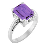 Emerald Amethyst Solitaire Ring in Gold