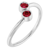Round Ruby Two Stone Ring in Gold