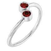 Round Mozambique Garnet Two Stone Ring in Gold