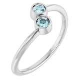 Round Sky Blue Topaz Two Stone Ring in Gold