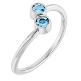 Round Aquamarine Two Stone Ring in Gold