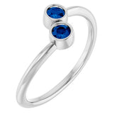 Round Blue Sapphire Two Stone Ring in Gold