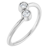 Round White Sapphire Two Stone Ring in Gold