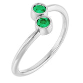 Round Emerald Two Stone Ring in Gold
