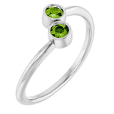 Round Peridot Two Stone Ring in Gold