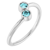 Round Blue Zircon Two Stone Ring in Gold