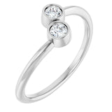 Round White Sapphire Two Stone Ring in Gold