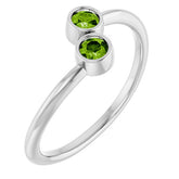 Round Peridot Two Stone Ring in Gold