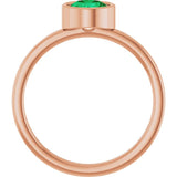 Round Emerald Solitaire Ring in Gold and Platinum