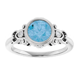 Round Swiss Blue Topaz & Diamond Accented Ring in White Gold