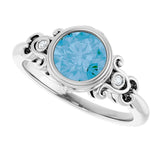 Round Swiss Blue Topaz & Diamond Accented Ring in White Gold