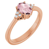 Oval Pink Mandganite & Diamond Accented Ring in Rose Gold