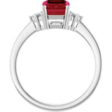 Emerald Lab-Grown Ruby & Diamond Accented Ring in Gold and Platinum
