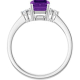 Emerald Amethyst & Diamond Accented Ring in Gold and Platinum