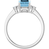 Emerald Sky Blue Topaz & Diamond Accented Ring in Gold and Platinum