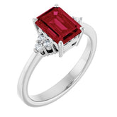 Emerald Lab-Grown Ruby & Diamond Accented Ring in Gold and Platinum