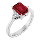 Emerald Lab-Grown Ruby & Diamond Accented Ring in Gold and Platinum