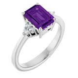 Emerald Amethyst & Diamond Accented Ring in Gold and Platinum