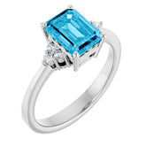 Emerald Aquamarine & Diamond Accented Ring in Gold and Platinum