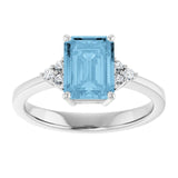 Emerald Sky Blue Topaz & Diamond Accented Ring in Gold and Platinum