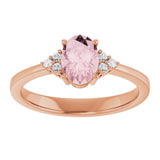 Oval Pink Mandganite & Diamond Accented Ring in Rose Gold