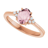 Oval Pink Mandganite & Diamond Accented Ring in Rose Gold