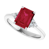 Emerald Lab-Grown Ruby & Diamond Accented Ring in Gold and Platinum