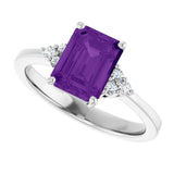 Emerald Amethyst & Diamond Accented Ring in Gold and Platinum