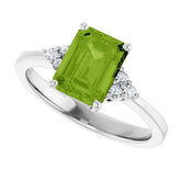 Emerald Peridot & Diamond Accented Ring in Gold and Platinum