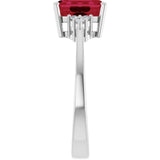 Emerald Lab-Grown Ruby & Diamond Accented Ring in Gold and Platinum