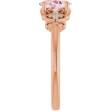Oval Pink Mandganite & Diamond Accented Ring in Gold and Platinum