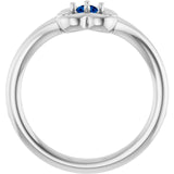 Round Blue Sapphire Youth Ring in Gold and Platinum