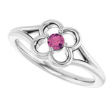 Round Pink Tourmaline Youth Ring in Gold
