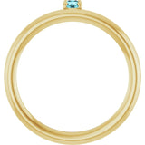 Round Blue Zircon Stackable Ring in Yellow Gold
