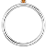 Round Citrine Stackable Ring in White Gold