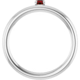 Round Mozambique Garnet Stackable Ring in White Gold