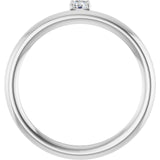 Round White Sapphire Stackable Ring in White Gold