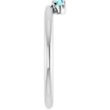 Round Blue Zircon Stackable Ring in White Gold