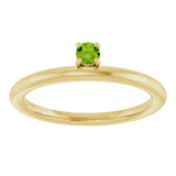 Round Peridot Stackable Ring in Yellow Gold