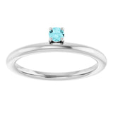 Round Blue Zircon Stackable Ring in White Gold