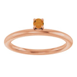 Round Citrine Stackable Ring in Rose Gold