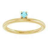 Round Blue Zircon Stackable Ring in Yellow Gold