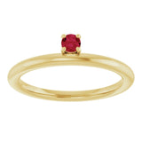 Round Ruby Stackable Ring in Yellow Gold
