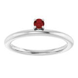 Round Mozambique Garnet Stackable Ring in White Gold