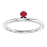 Round Ruby Stackable Ring in White Gold