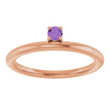 Round Amethyst Stackable Ring in Rose Gold