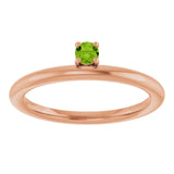 Round Peridot Stackable Ring in Rose Gold