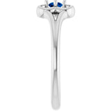 Round Blue Sapphire Youth Ring in Gold and Platinum